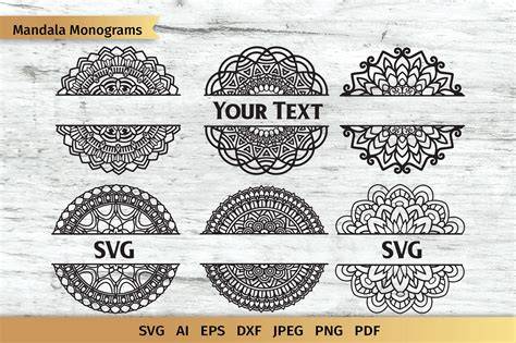 Download Free Monogram split mandala svg Cut Files