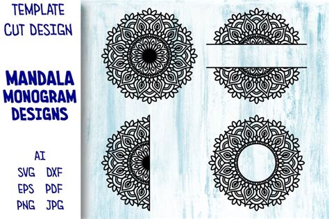Download Free Monogram split mandala svg Easy Edite