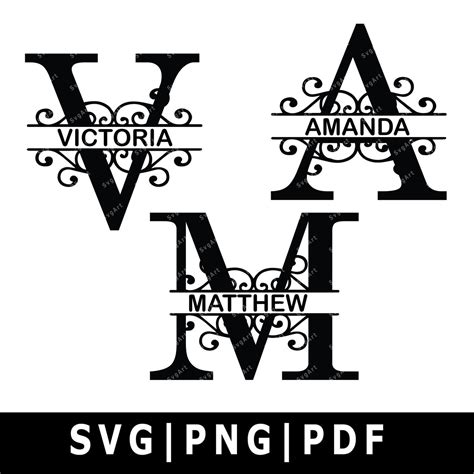 Download Free Monster Split Name Monogram Valentine SVG Cut File DXF Files