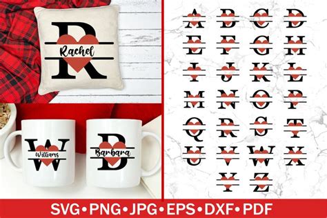 Download Free Monster Split Name Monogram Valentine SVG Cut File Easy Edite