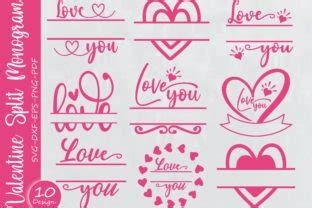 Download Free Monster Split Name Monogram Valentine SVG Cut File For Crafts