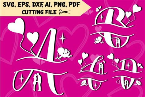 Download Free Monster Split Name Monogram Valentine SVG Cut File Images