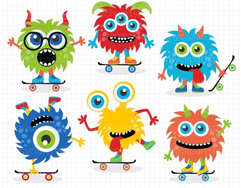 Download Free Monsters on Skateboards Vector Clipart Files Free PSD Mockups