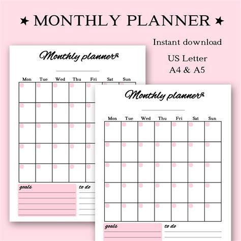Free Monthly Planner Printables