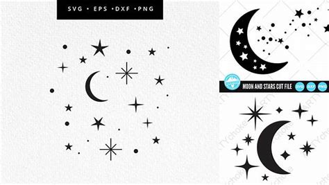 Download Free Moon and Stars Pattern Textured Backgrounds Set 2 Cricut SVG DXF Files