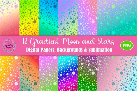 Download Free Moon and Stars Pattern Textured Backgrounds Set 2 Silhouette