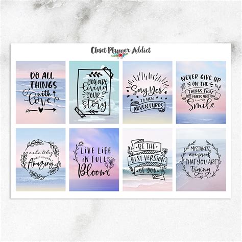 Download Free Motivational Quotes MINI Happy Planner Stickers Files DXF Files