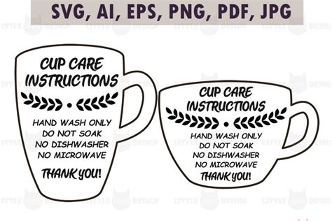 Download Free Mug Care Instructions Printable PDF File Silhouette DXF Files