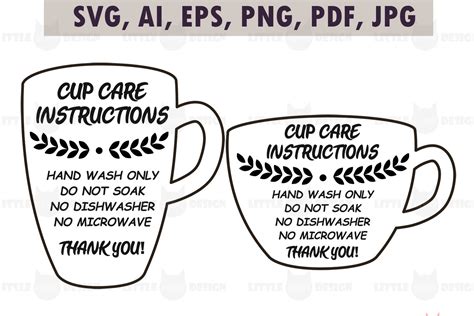 Download Free Mug Care Instructions Printable PDF File Silhouette For Crafts
