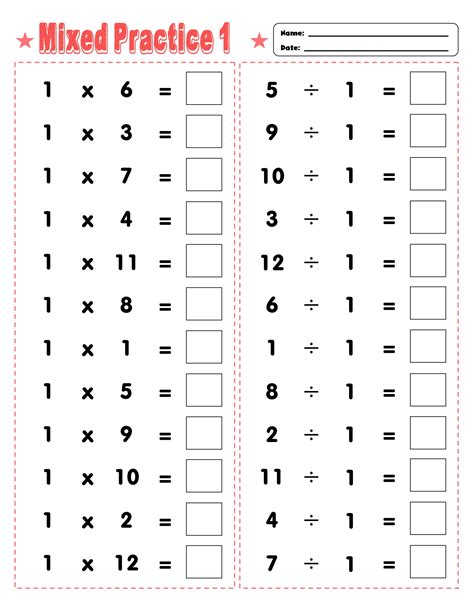 Free Multiplication And Division Worksheets