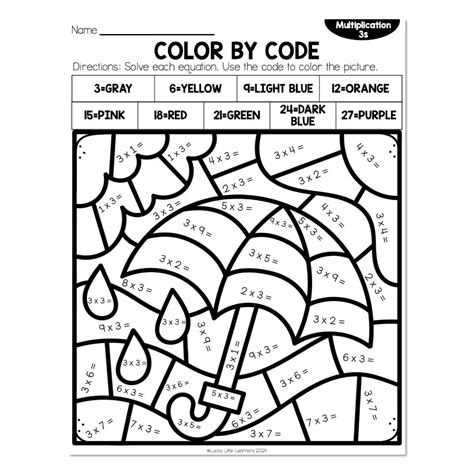 Free Multiplication Color By Number Spring