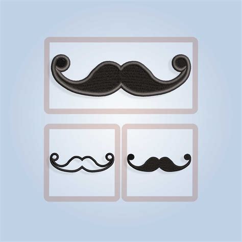 Download Free Mustache Applique Design Machine Embroidery Design 3 Sizes Printable
