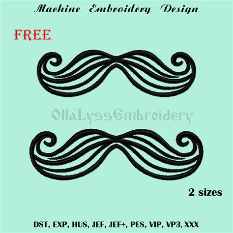 Download Free Mustache Machine Embroidery Design 3 Sizes for Cricut Machine