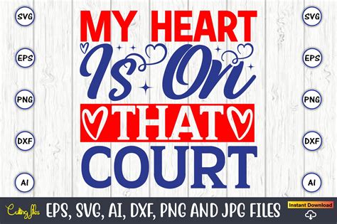 Download Free My Heart Is On That Court SVG Cut File Files Free PSD Mockups