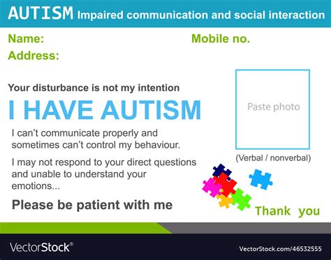 Download Free Name Card I Have Autism Commercial Use For Crafts