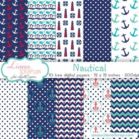 Download Free Nautical Digital Paper For Crafts