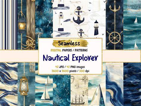 Download Free Nautical Motifs Digital Papers DXF Files