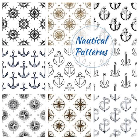 Download Free Nautical. Set of seamless patterns For Crafts