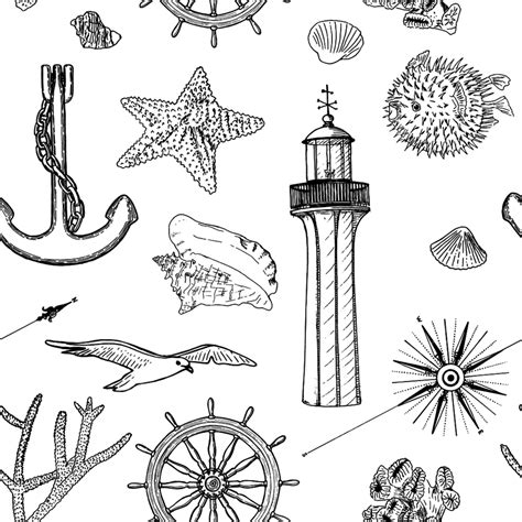 Download Free Nautical. Set of seamless patterns For Silhouette