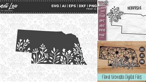 Download Free Nebraska Floral State Map SVG Cutting Files Commercial Use DXF Files