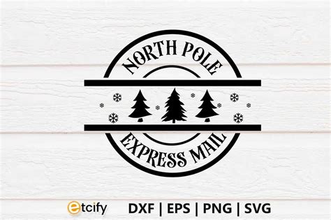 Download Free North Pole Mail Express Stamp Svg Design DXF Files