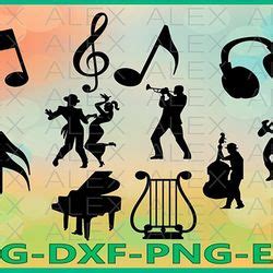 Download Free Notes, Musicians Silhouette, Musicians Clipart For Crafts