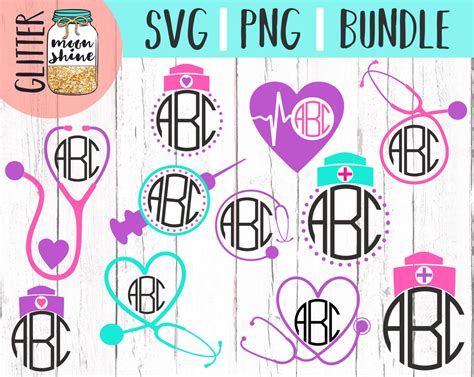 Download Free Nurse Monogram Designs Set - SVG, DXF, EPS - Cutting Files DXF Files