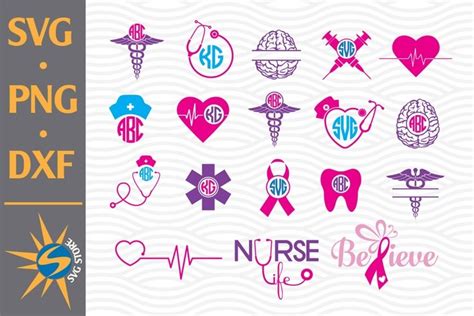 Download Free Nurse Monogram SVG, PNG, DXF Digital Files Include DXF Files