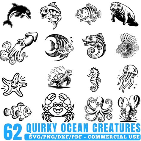 Download Free Ocean Creatures SVG Bundle Printable
