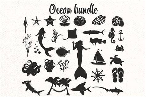 Download Free Ocean Creatures SVG Bundle Silhouette DXF Files
