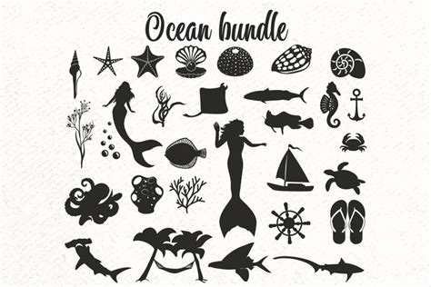 Download Free Ocean Creatures SVG Bundle Silhouette For Crafts