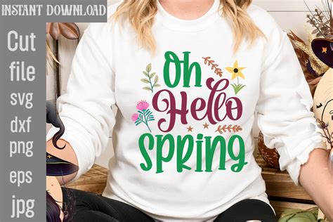 Download Free Oh Hello Spring Happy Easter Flower Creativefabrica DXF Files