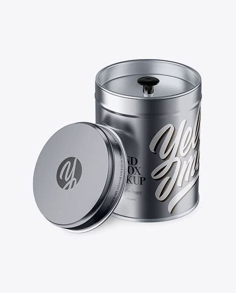 Download Free Opened Matte Metallic Tin Box Mockup - High-Angle Shot PSD Generator