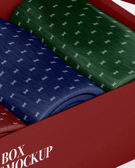 Download Free Opened Matte Paper Box With Socks Mockup - Half Side View PSD Generator