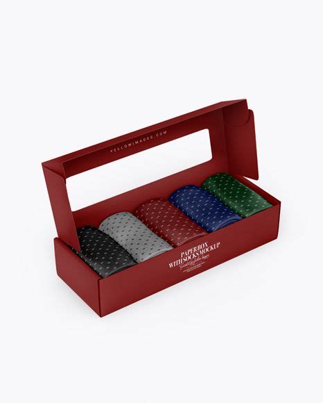 Download Free Opened Matte Paper Box With Socks Mockup PSD Generator