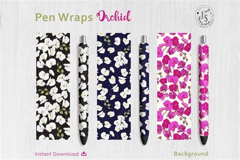 Download Free Orchid Flower Pen Wraps PNG File Set Commercial Use DXF Files