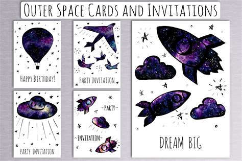 Download Free Outer Space Cards and Invitations Commercial Use DXF Files