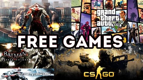 A collage of screenshots from popular free PC games, showing a variety of genres and styles.
