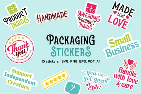 Download Free Packaging Sticker Bundle| 15 stickers Commercial Use DXF Files