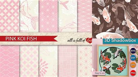 Download Free Pale Pink Patterns Koi Fish Background Kit DXF Files