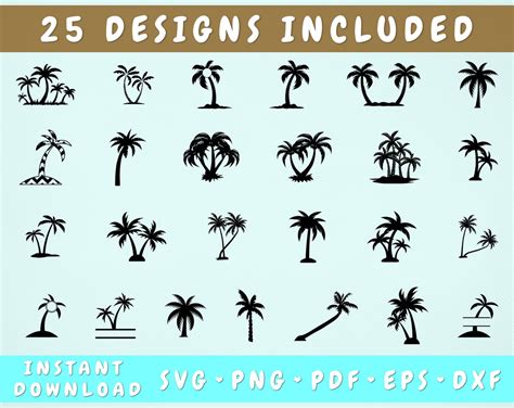 Download Free Palm Tree SVG Bundle - 25 Designs For Crafts