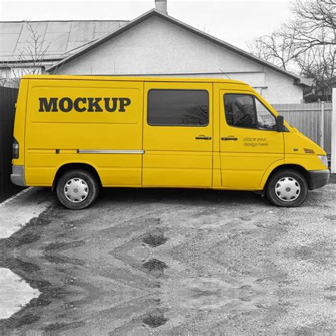 Download Free Panel Van Mockup - Half Side View PSD Object Mockups PSD Files