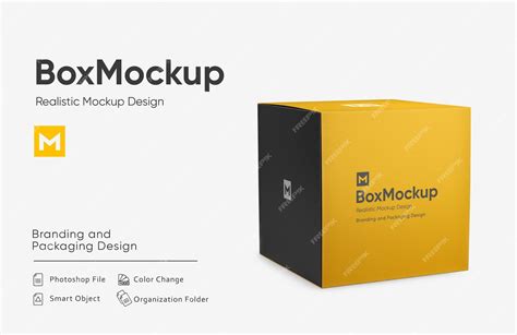 Download Free Paper Box Mockup - Half Side View PSD Generator