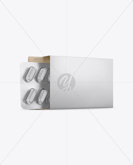 Download Free Paper Box With Tablets In Blister Mockup - Half Side View PSD Generator