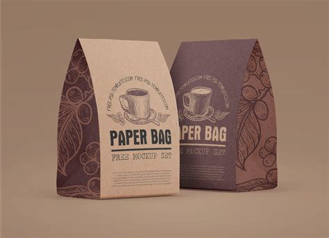 Download Free Paper Coffee Bag Mockup Set PSD Templates Object Mockups PSD Files