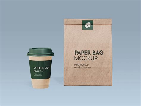 Download Free Paper Coffee Bag Mockup Set PSD Templates TIFF Files