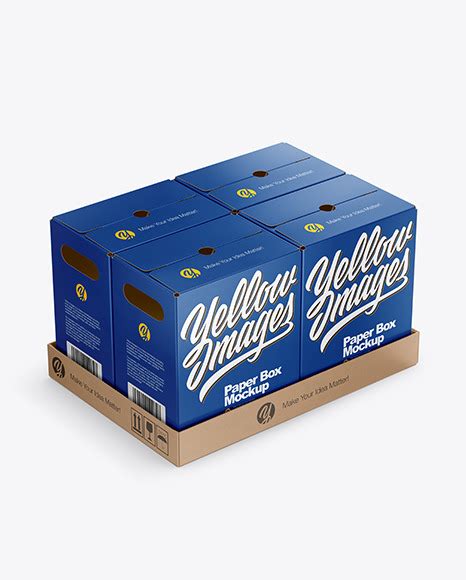 Download Free Paper Palette With Four Boxes Mockup PSD Generator