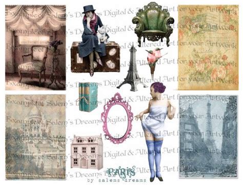 Download Free Paris Digital Collage Sheet Cut Images