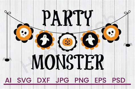 Download Free Party Monster - SVG File, DXF File Cricut SVG Free PSD Mockups