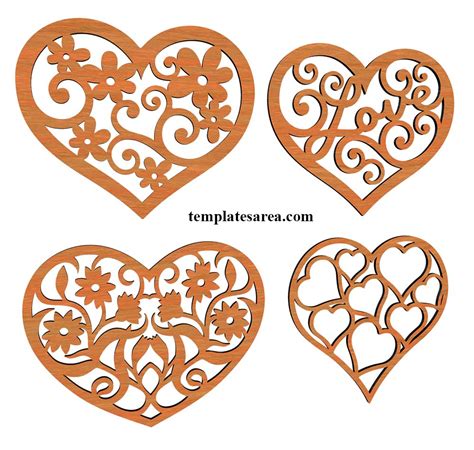 Download Free Pastel Heart Patterns Silhouette DXF Files